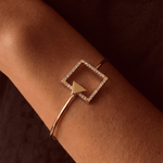 Load image into Gallery viewer, Modern Geometric Diamond Square & Triangle Openable Bangle in 18K Yellow Gold