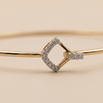 Load image into Gallery viewer, Sleek Geometric Diamond Rhombus Hook Bangle in 18K Yellow Gold