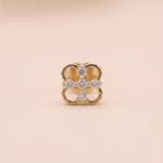 Load image into Gallery viewer, Elegant Open-Work Diamond Clover Nose Pin in 18K Yellow Gold