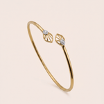 Load image into Gallery viewer, Elegant Diamond Openwork Leaf Openable Bangle in 18K Yellow Gold