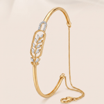 Load image into Gallery viewer, Elegant Diamond Botanical Fern Bolo Bracelet in 18K Rose Gold