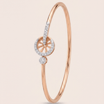 Load image into Gallery viewer, Modern Diamond Sunburst Circle Interlocking Bangle in 18K Rose Gold