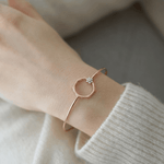 Load image into Gallery viewer, Modern Diamond Floral Hexagon Bypass Bangle in 18K Rose Gold