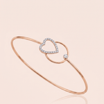 Load image into Gallery viewer, Romantic Diamond Heart and Circle Bypass Bangle in 18K Rose Gold