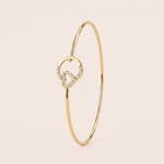 Load image into Gallery viewer, Romantic Diamond Interlocking Heart and Circle Bangle in 18K Yellow Gold