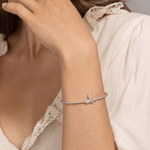 Load image into Gallery viewer, Radiant Diamond Butterfly Motif Half-Pave Bangle in 18K Rose Gold