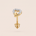 Load image into Gallery viewer, Chic Half-Pavé Diamond Heart Nose Pin in 18K Yellow Gold