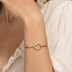 Load image into Gallery viewer, Romantic Diamond Interlocking Heart and Circle Bangle in 18K Yellow Gold