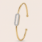 Load image into Gallery viewer, Sleek Diamond Elongated Oval Kada Bangle in 18K Yellow Gold