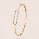 Load image into Gallery viewer, Sleek Geometric Parallel Diamond Bar Bangle in 18K Yellow Gold