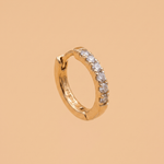 Load image into Gallery viewer, Classic Seven-Diamond Hoop Nose Pin in 18K Yellow Gold
