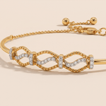 Load image into Gallery viewer, Elegant Diamond Interlocking Wave Bolo Bracelet in 18K Yellow Gold
