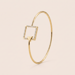 Load image into Gallery viewer, Modern Geometric Diamond Square & Triangle Openable Bangle in 18K Yellow Gold