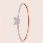 Load image into Gallery viewer, Radiant Diamond Butterfly Motif Half-Pave Bangle in 18K Rose Gold