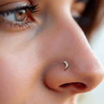 Load image into Gallery viewer, Sweeping Diamond Crescent Moon Nose Pin in 18K Yellow Gold