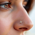 Load image into Gallery viewer, Dynamic Diamond Pinwheel Nose Pin in 18K Yellow Gold