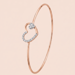 Load image into Gallery viewer, Romantic Diamond Interlocking Hearts Bangle in 18K Rose Gold