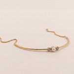 Load image into Gallery viewer, Elegant Pearl and Diamond Cluster Chain Bangle in 18K Yellow Gold