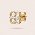 Load image into Gallery viewer, Elegant Open-Work Diamond Clover Nose Pin in 18K Yellow Gold