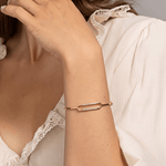 Load image into Gallery viewer, Sleek Geometric Parallel Diamond Bar Bangle in 18K Yellow Gold