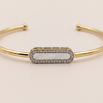 Load image into Gallery viewer, Sleek Diamond Elongated Oval Kada Bangle in 18K Yellow Gold