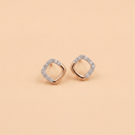 Load image into Gallery viewer, Modern Open Cushion Diamond Stud Earrings in 18K Rose Gold