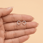 Load image into Gallery viewer, Modern Open Cushion Diamond Stud Earrings in 18K Rose Gold
