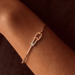 Load image into Gallery viewer, Chic Diamond Safety Pin Motif Openable Bangle in 18K Rose Gold