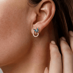 Load image into Gallery viewer, Enchanted Butterfly 18K Rose Gold Diamond & Blue Enamel Stud Earrings