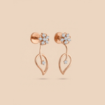 Load image into Gallery viewer, Blossom & Dewdrop 18K Rose Gold Diamond Dangle Earrings