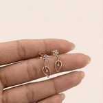 Load image into Gallery viewer, Blossom & Dewdrop 18K Rose Gold Diamond Dangle Earrings