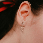 Load image into Gallery viewer, Blossom & Dewdrop 18K Rose Gold Diamond Dangle Earrings