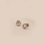 Load image into Gallery viewer, Modern Geometric Circle & Square Diamond Stud Earrings in 18K Rose Gold