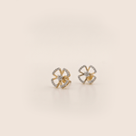 Load image into Gallery viewer, Open Petal Blossom 18K Yellow Gold Diamond Stud Earrings