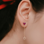 Load image into Gallery viewer, Vibrant Heart & Starburst Diamond Dangle Earrings in 18K Yellow Gold