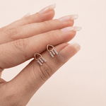 Load image into Gallery viewer, Geometric Open Arrowhead Diamond Stud Earrings in 18K Rose Gold