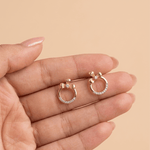 Load image into Gallery viewer, Delicate Ribbon Halo 18K Yellow Gold Diamond Stud Earrings