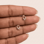 Load image into Gallery viewer, Open Teardrop & Chevron Diamond Stud Earrings in 18K Yellow Gold