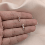 Load image into Gallery viewer, Interlocking Loop Linear Diamond Stud Earrings in 18K Rose Gold