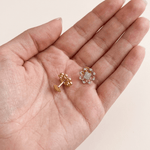 Load image into Gallery viewer, Vintage-Inspired Floral Mandala Diamond Stud Earrings in 18K Yellow Gold