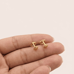 Load image into Gallery viewer, Geometric Bloom 18K Yellow Gold Diamond Hexagon Studs