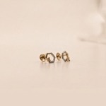 Load image into Gallery viewer, Geometric Bloom 18K Yellow Gold Diamond Hexagon Studs