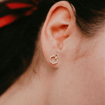 Load image into Gallery viewer, Geometric Bloom 18K Yellow Gold Diamond Hexagon Studs