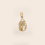 Load image into Gallery viewer, Emerald Bloom & Golden Leaf Pendant in 18K Yellow Gold