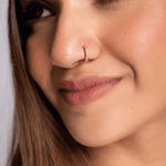 Load image into Gallery viewer, Classic Seven-Diamond Hoop Nose Pin in 18K Yellow Gold