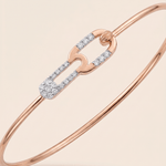 Load image into Gallery viewer, Chic Diamond Safety Pin Motif Openable Bangle in 18K Rose Gold