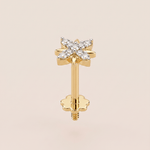 Load image into Gallery viewer, Radiant Diamond Starburst Cross Nose Pin in 18K Yellow Gold