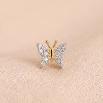 Load image into Gallery viewer, Sparkling Diamond Butterfly Nose Pin in 18K Yellow Gold