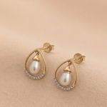Load image into Gallery viewer, Luminous Teardrop Semi-Precious & Diamond Stud Earrings in 18K Yellow Gold