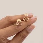 Load image into Gallery viewer, Modern Architectural Geometric Diamond Stud Earrings in 18K Rose Gold